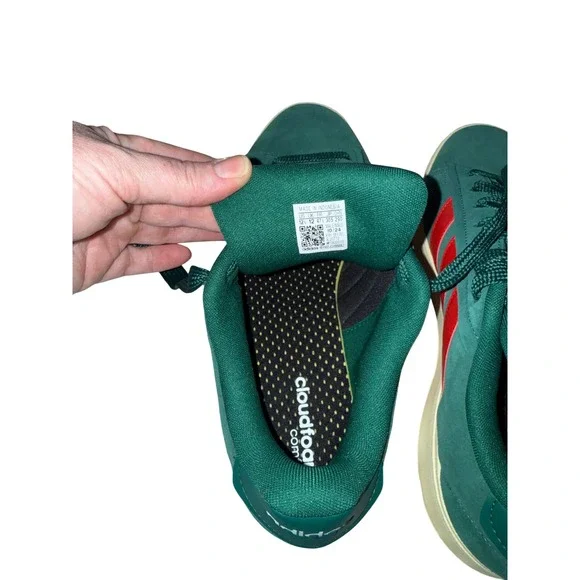 Adidas Grand Court Base 2.0 Dark Green Red Suede Sneakers Cloud Foam Mens 12.5 - Picture 6 of 6